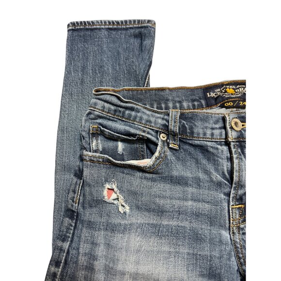 Lucky Brand Sienna Slim Boyfriend Jeans Light Distressing Blue Denim Size 00 - Picture 2 of 5